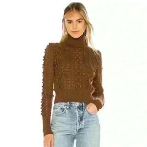 Tularosa Chocolate “Achilles” Cropped Turtleneck Sweater Large New Without Tags!